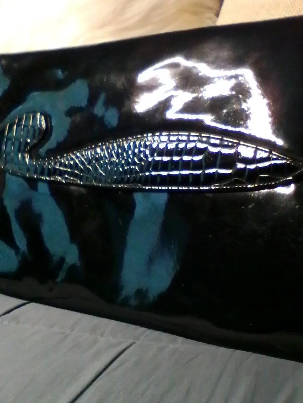 Vintage Black Large Patent Leather Document Clutch